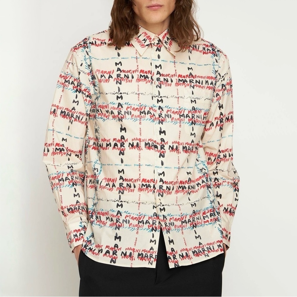 Marni Crossroads Poplin Shirt in Antique White